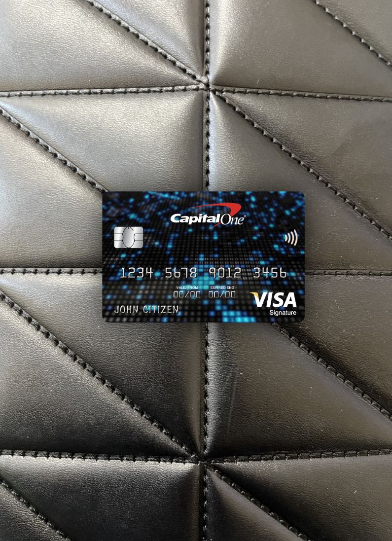 Download USA Capital One bank visa signature card photolook front Photoshop template